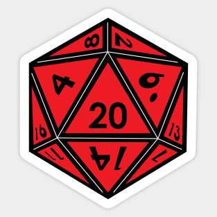 (Pocket) Red D20 Dice (Black Outline) Sticker